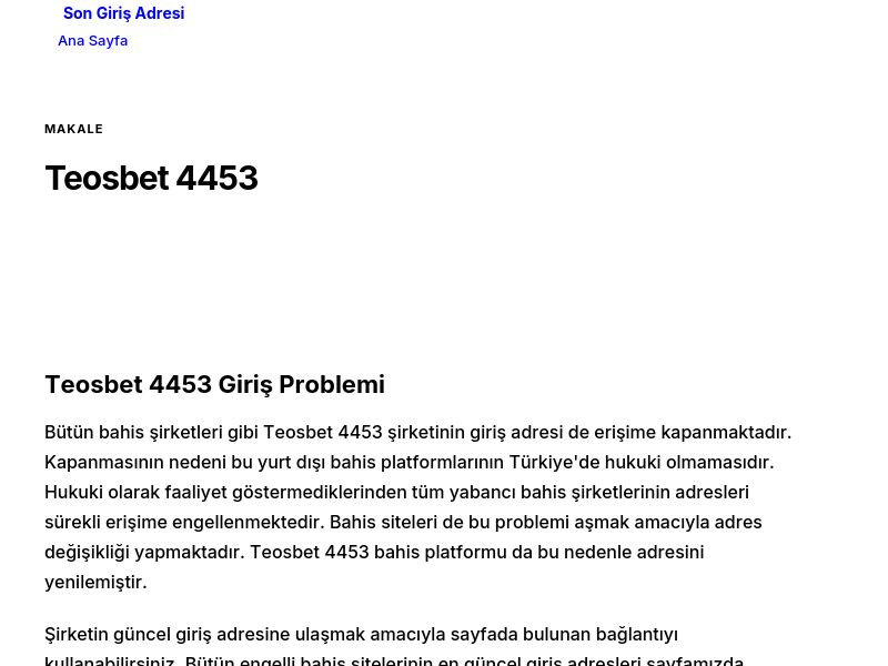 Teosbet 4453 - Son Giriş Adresi - Ekran Görüntüsü