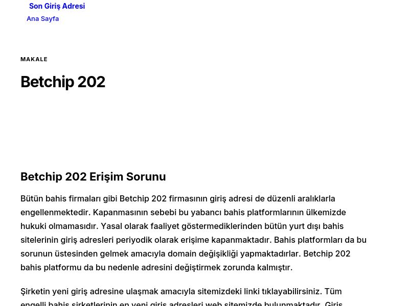 Betchip 202 - Son Giriş Adresi - Ekran Görüntüsü