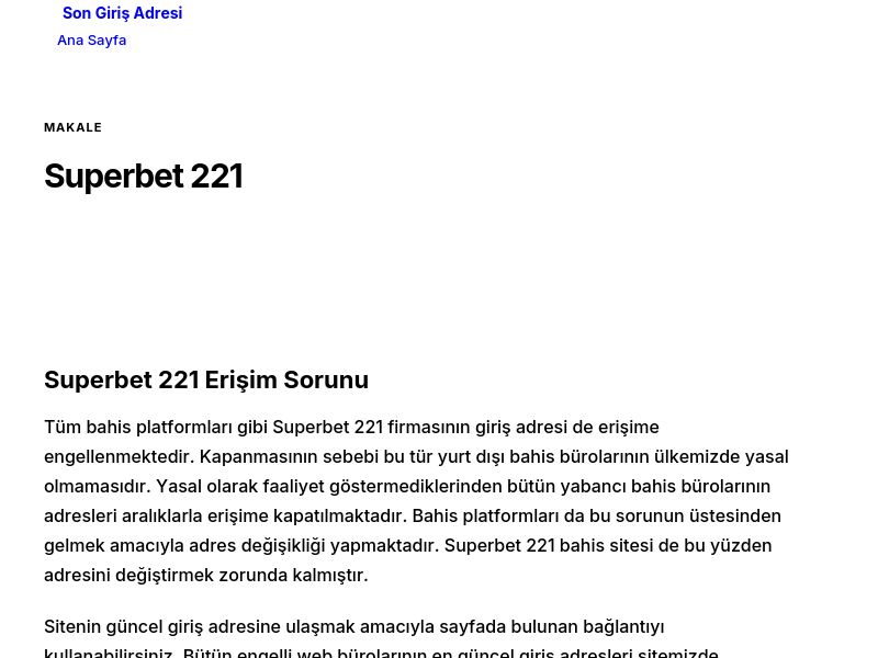 Superbet 221 - Son Giriş Adresi - Ekran Görüntüsü