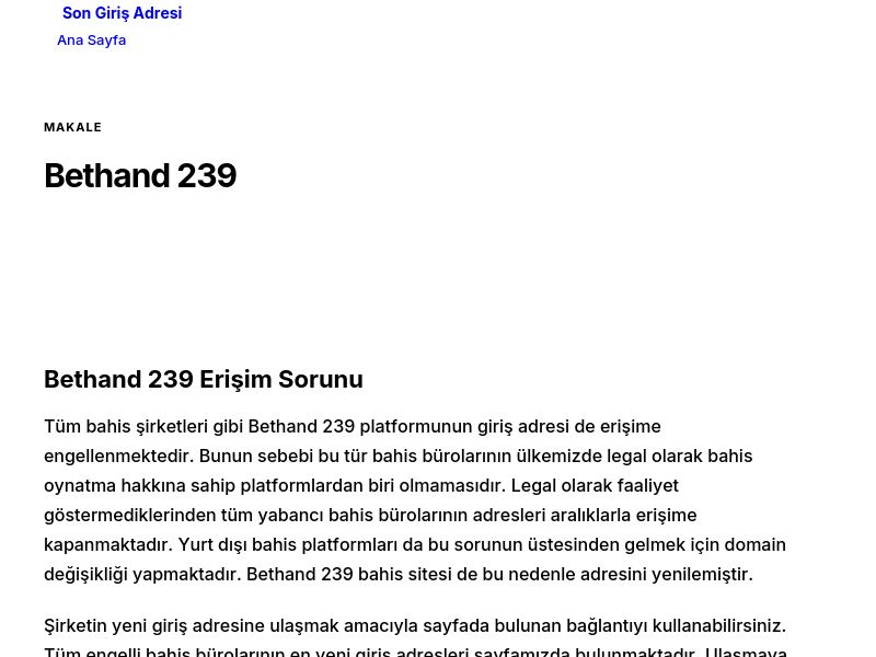 Bethand 239 - Son Giriş Adresi - Ekran Görüntüsü