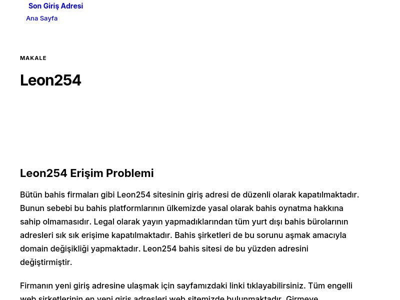 Leon254 - Son Giriş Adresi - Ekran Görüntüsü