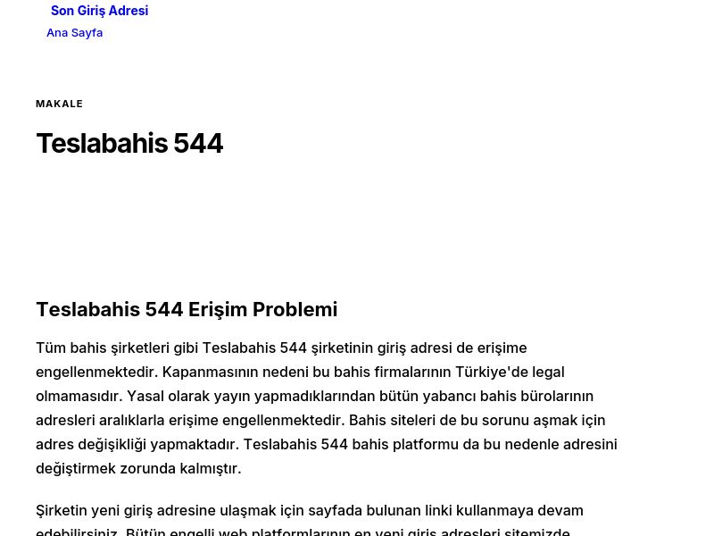 Teslabahis 544 - Son Giriş Adresi - Ekran Görüntüsü