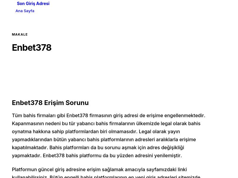 Enbet378 - Son Giriş Adresi - Ekran Görüntüsü