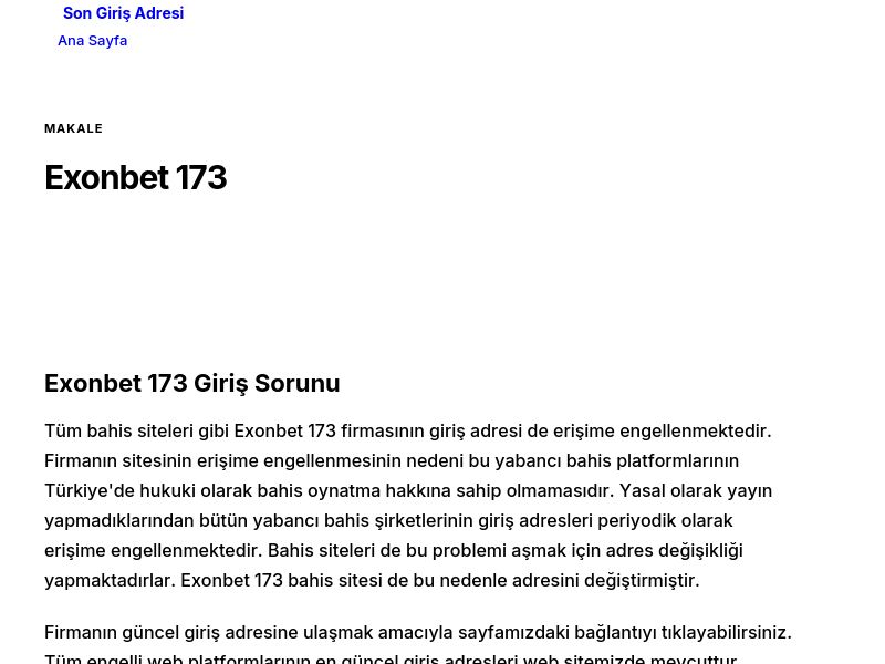 Exonbet 173 - Son Giriş Adresi - Ekran Görüntüsü