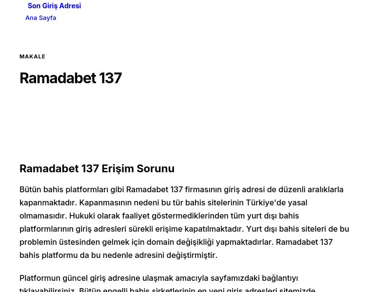 Ramadabet 137 - Son Giriş Adresi - Ekran Görüntüsü