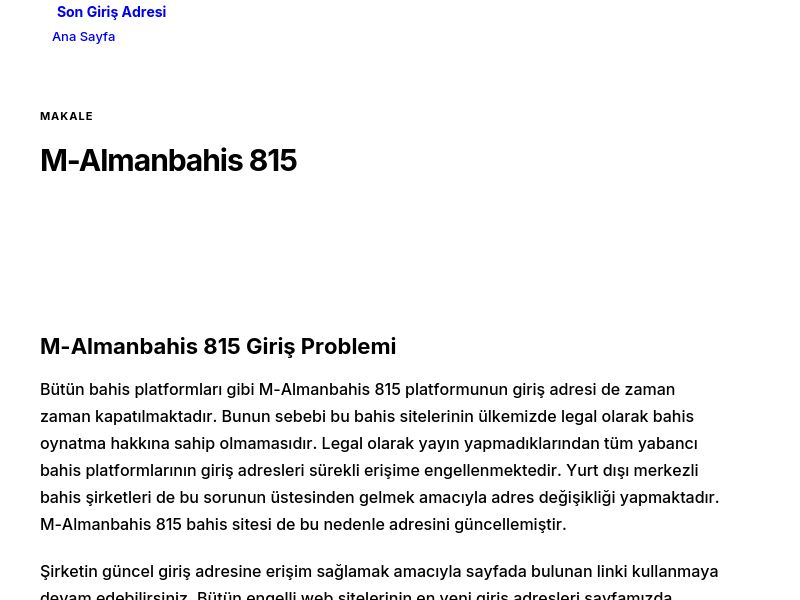 M-Almanbahis 815 - Son Giriş Adresi - Ekran Görüntüsü