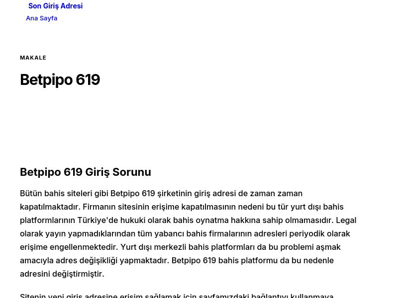 Betpipo 619 - Son Giriş Adresi - Ekran Görüntüsü