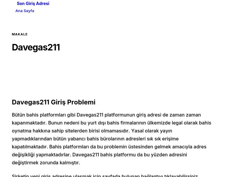 Davegas211 - Son Giriş Adresi - Ekran Görüntüsü