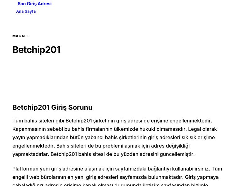 Betchip201 - Son Giriş Adresi - Ekran Görüntüsü
