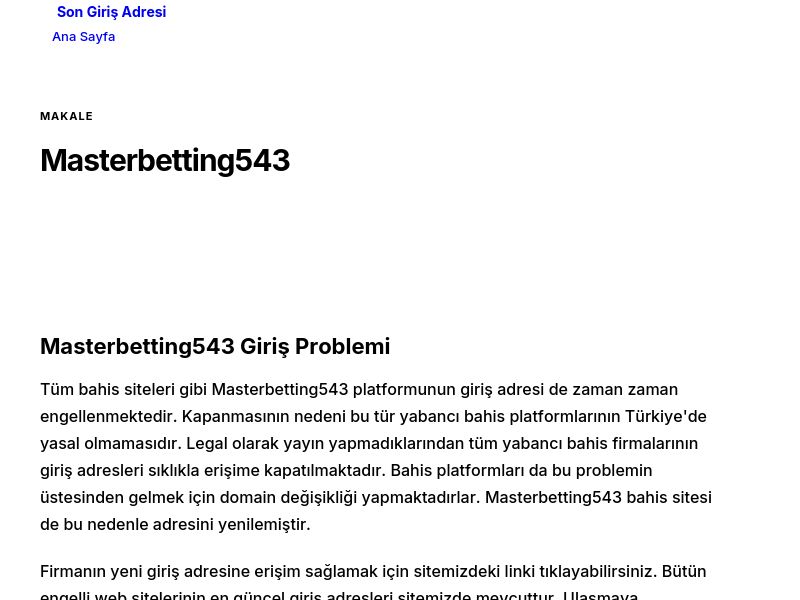 Masterbetting543 - Son Giriş Adresi - Ekran Görüntüsü