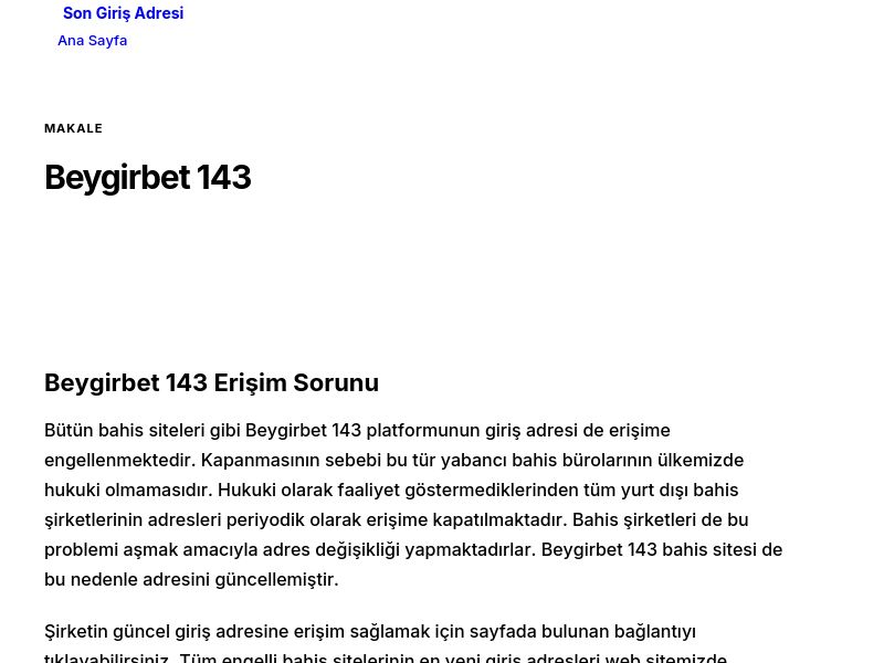 Beygirbet 143 - Son Giriş Adresi - Ekran Görüntüsü