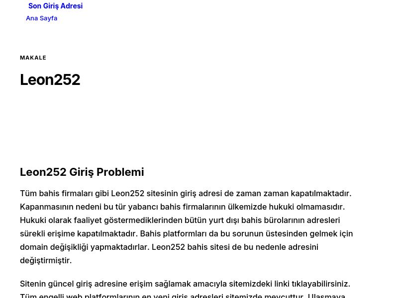 Leon252 - Son Giriş Adresi - Ekran Görüntüsü