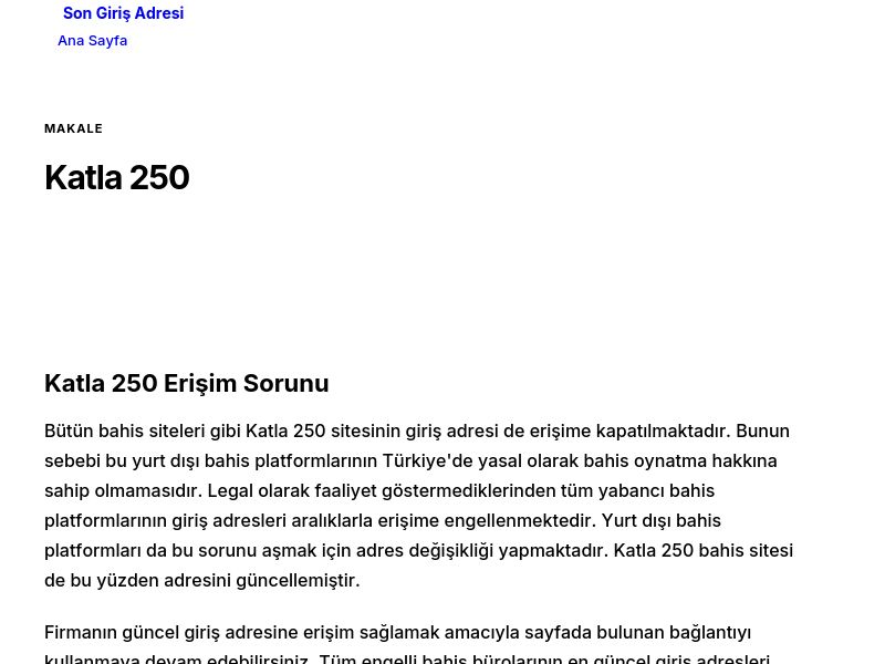 Katla 250 - Son Giriş Adresi - Ekran Görüntüsü