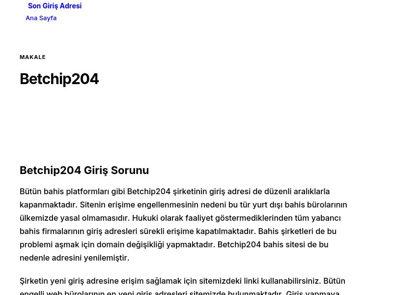 Betchip204 - Son Giriş Adresi - Ekran Görüntüsü