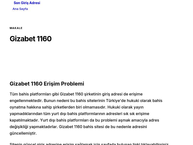 Gizabet 1160 - Son Giriş Adresi - Ekran Görüntüsü