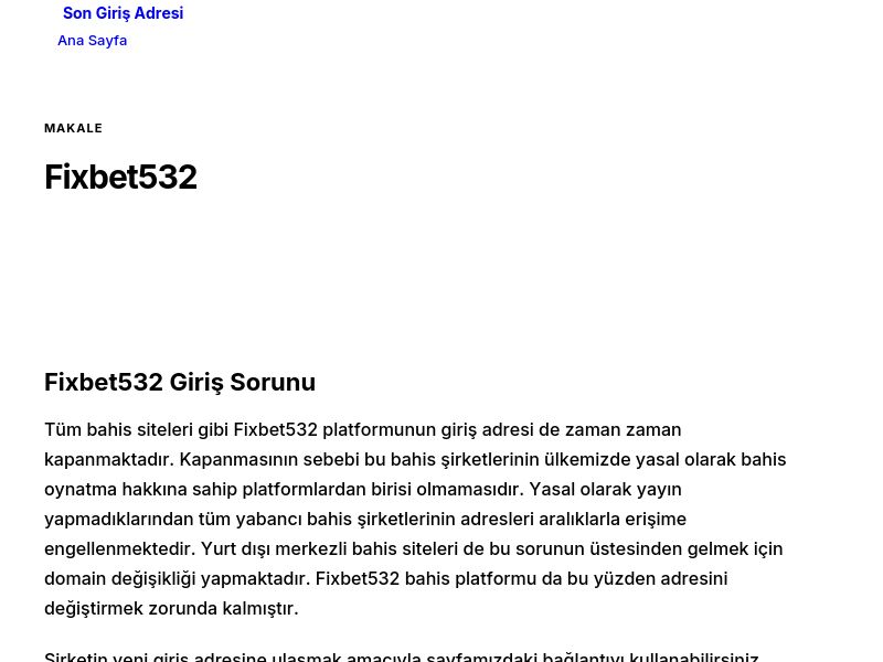 Fixbet532 - Son Giriş Adresi - Ekran Görüntüsü