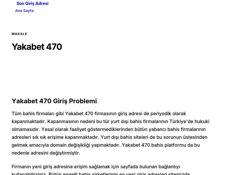 Yakabet 470 - Son Giriş Adresi - Ekran Görüntüsü