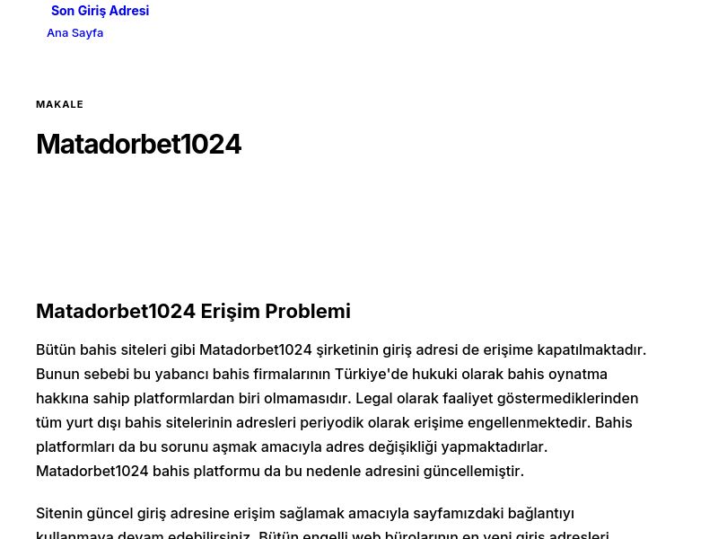 Matadorbet1024 - Son Giriş Adresi - Ekran Görüntüsü