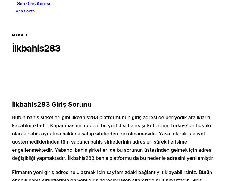 İlkbahis283 - Son Giriş Adresi - Ekran Görüntüsü