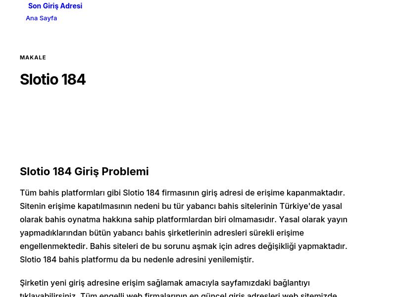 Slotio 184 - Son Giriş Adresi - Ekran Görüntüsü
