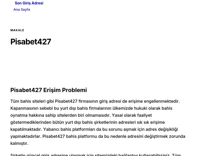 Pisabet427 - Son Giriş Adresi - Ekran Görüntüsü