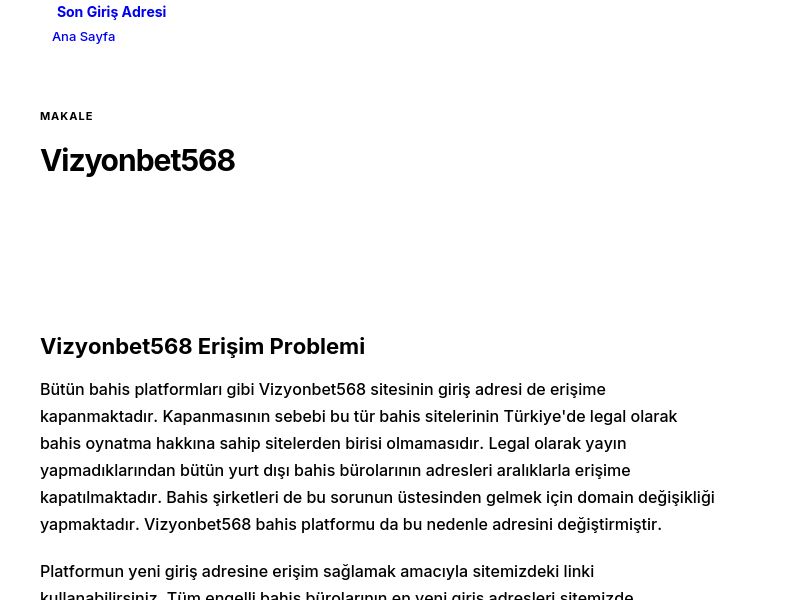 Vizyonbet568 - Son Giriş Adresi - Ekran Görüntüsü
