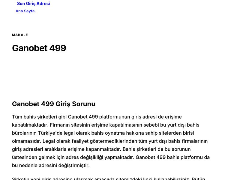 Ganobet 499 - Son Giriş Adresi - Ekran Görüntüsü