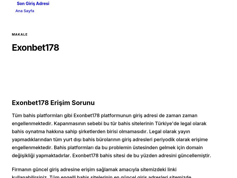 Exonbet178 - Son Giriş Adresi - Ekran Görüntüsü