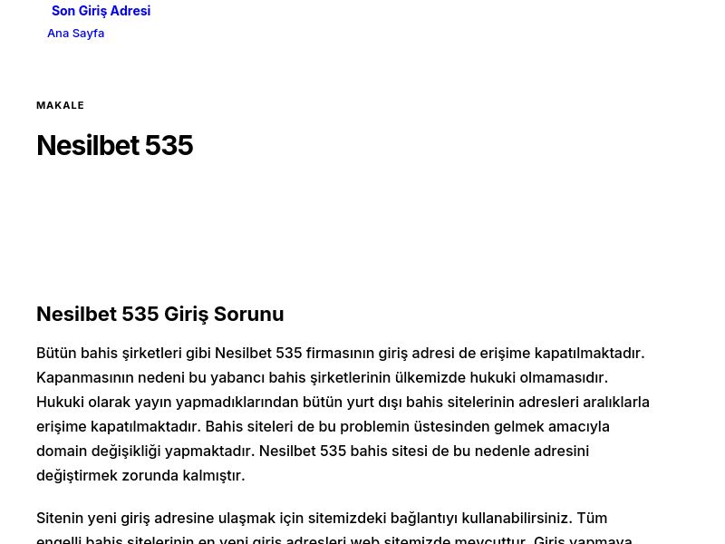 Nesilbet 535 - Son Giriş Adresi - Ekran Görüntüsü