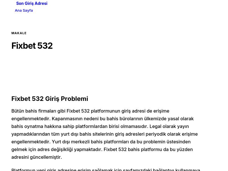 Fixbet 532 - Son Giriş Adresi - Ekran Görüntüsü