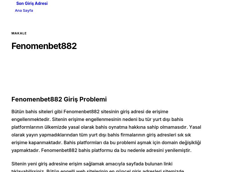 Fenomenbet882 - Son Giriş Adresi - Ekran Görüntüsü