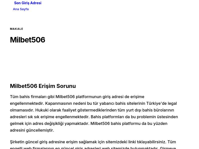 Milbet506 - Son Giriş Adresi - Ekran Görüntüsü