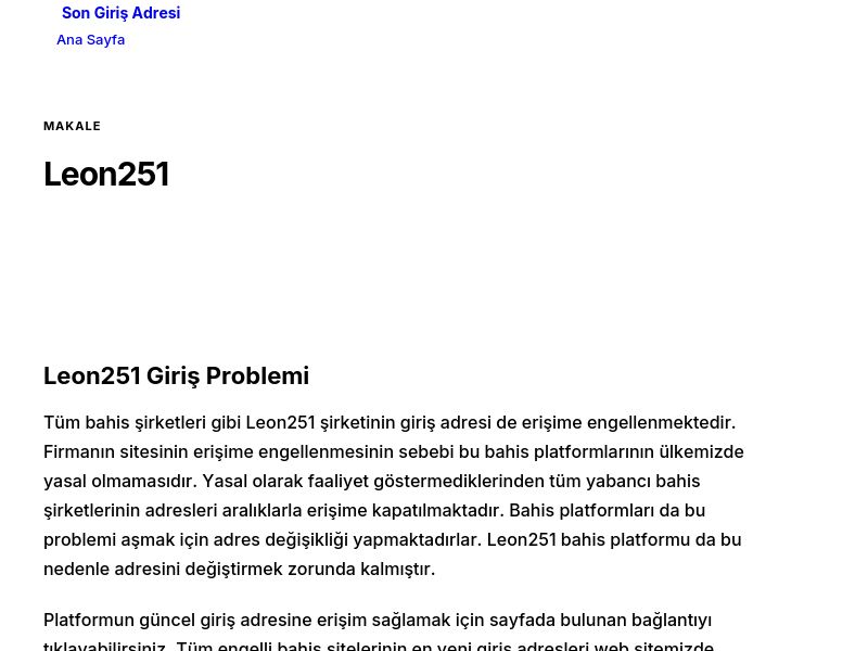 Leon251 - Son Giriş Adresi - Ekran Görüntüsü