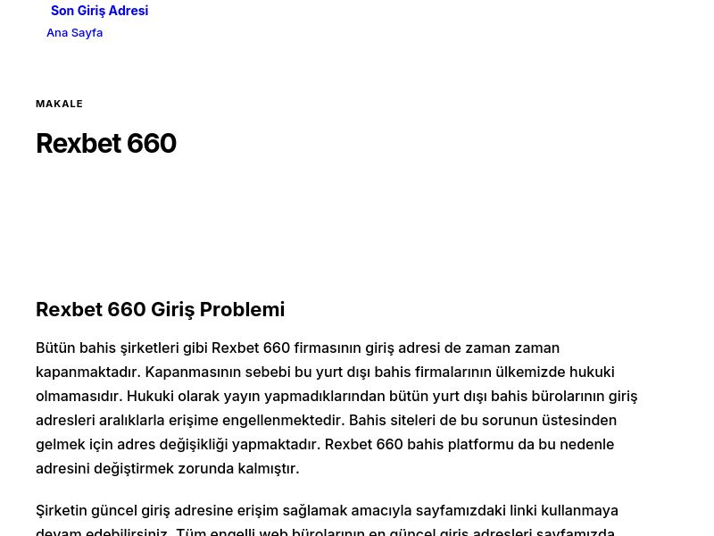 Rexbet 660 - Son Giriş Adresi - Ekran Görüntüsü