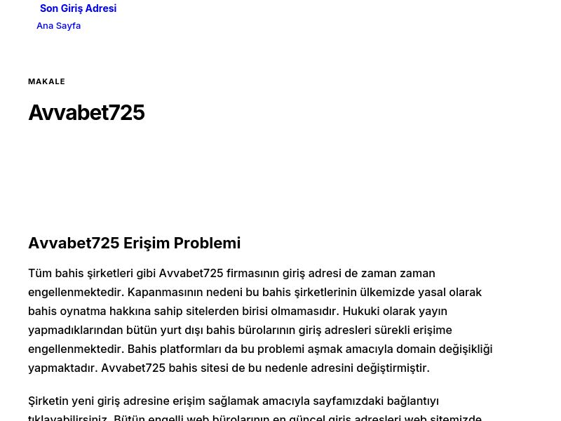 Avvabet725 - Son Giriş Adresi - Ekran Görüntüsü