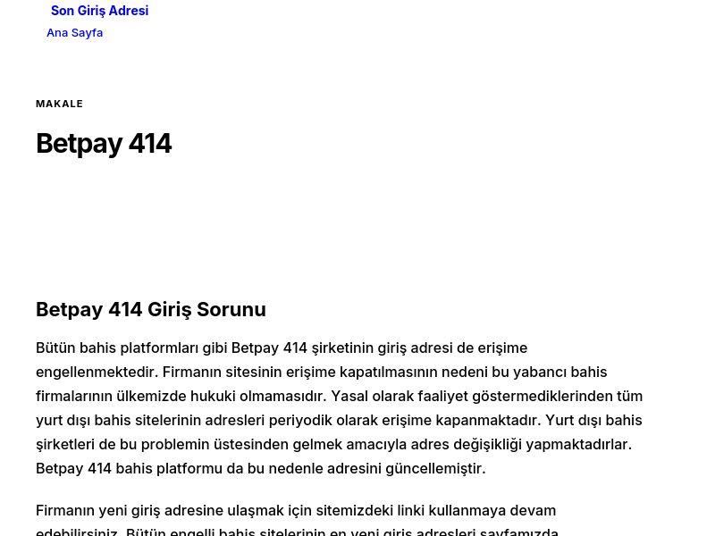 Betpay 414 - Son Giriş Adresi - Ekran Görüntüsü