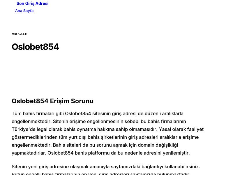 Oslobet854 - Son Giriş Adresi - Ekran Görüntüsü