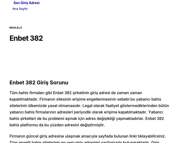 Enbet 382 - Son Giriş Adresi - Ekran Görüntüsü