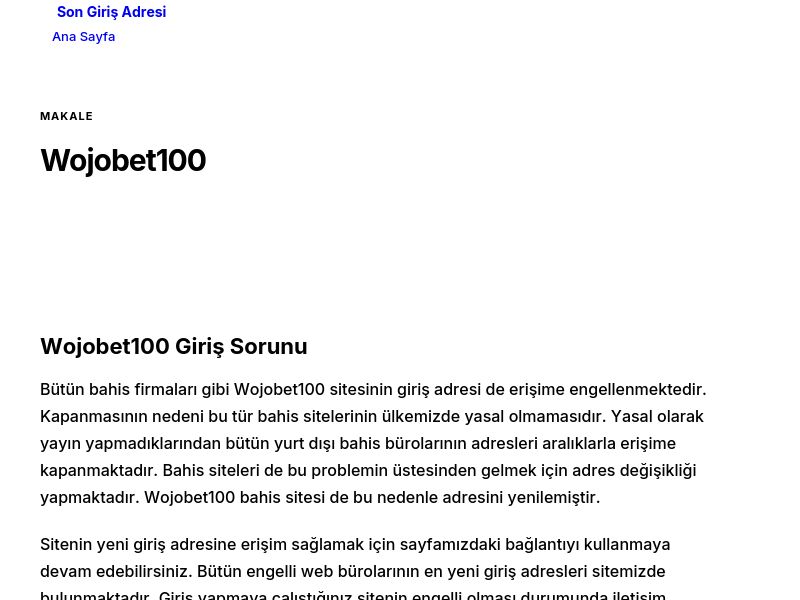 Wojobet100 - Son Giriş Adresi - Ekran Görüntüsü