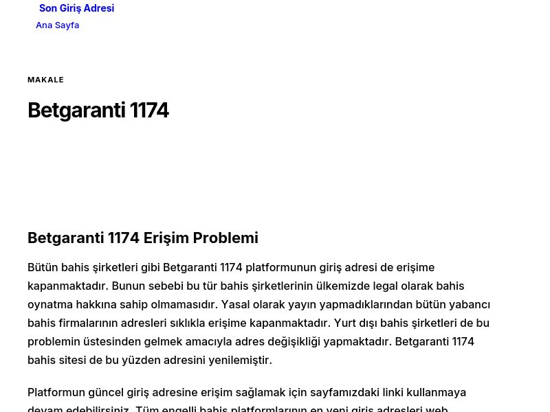 Betgaranti 1174 - Son Giriş Adresi - Ekran Görüntüsü