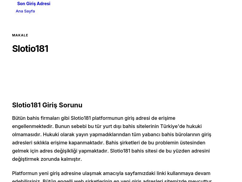 Slotio181 - Son Giriş Adresi - Ekran Görüntüsü