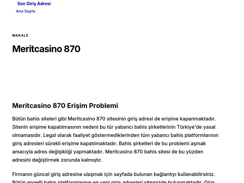 Meritcasino 870 - Son Giriş Adresi - Ekran Görüntüsü