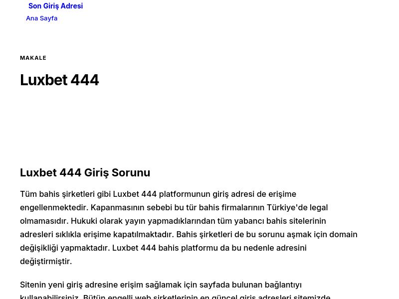 Luxbet 444 - Son Giriş Adresi - Ekran Görüntüsü