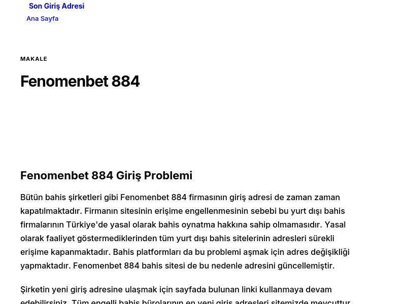 Fenomenbet 884 - Son Giriş Adresi - Ekran Görüntüsü