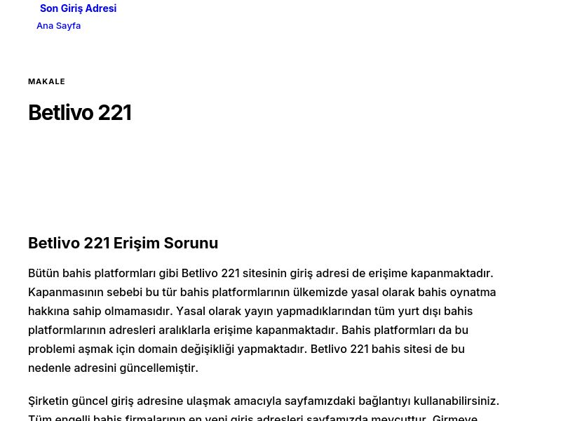 Betlivo 221 - Son Giriş Adresi - Ekran Görüntüsü