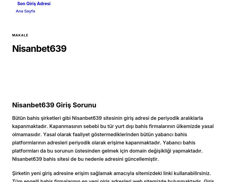 Nisanbet639 - Son Giriş Adresi - Ekran Görüntüsü