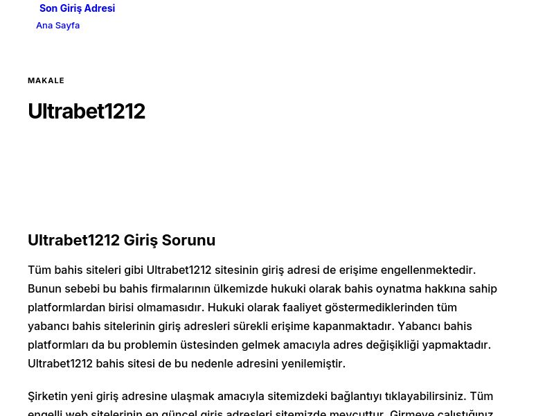 Ultrabet1212 - Son Giriş Adresi - Ekran Görüntüsü