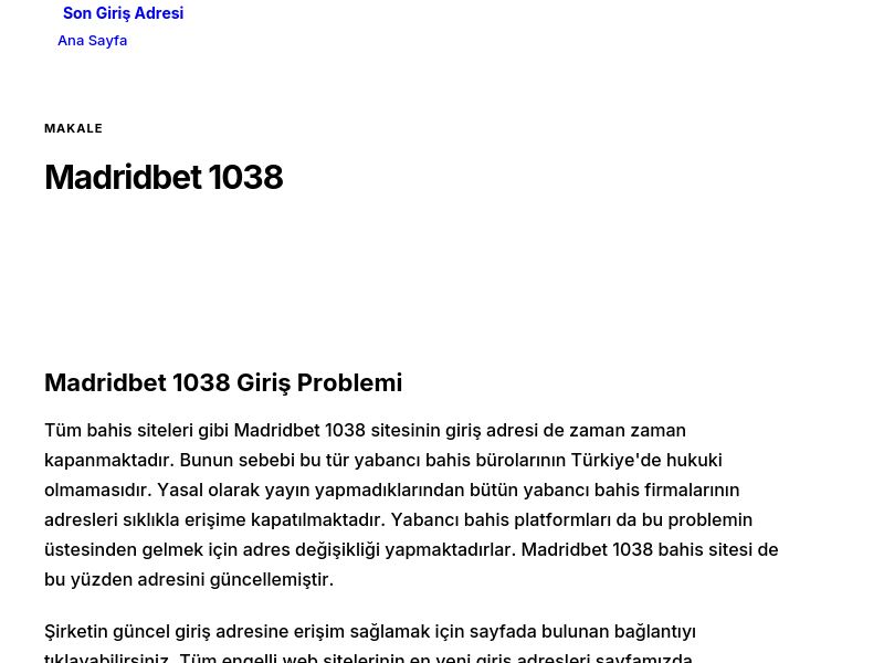Madridbet 1038 - Son Giriş Adresi - Ekran Görüntüsü