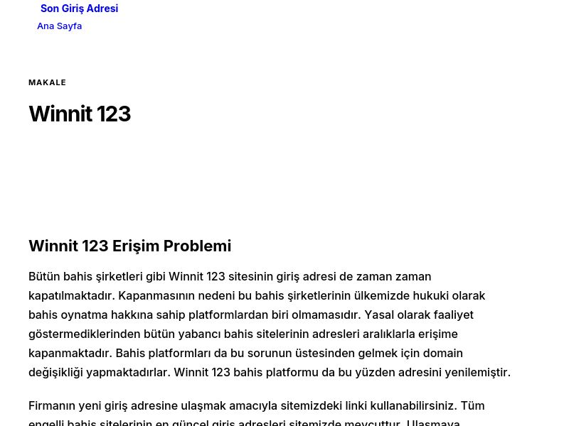 Winnit 123 - Son Giriş Adresi - Ekran Görüntüsü