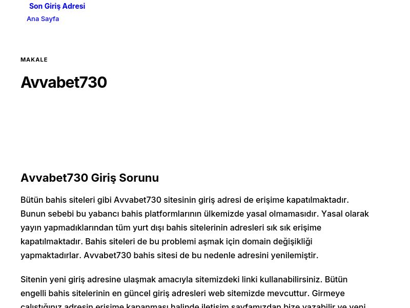 Avvabet730 - Son Giriş Adresi - Ekran Görüntüsü